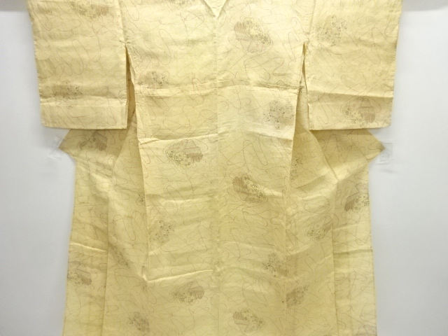 JAPANESE KIMONO / ANTIQUE KIMONO / OJIYA CHIJIMI / ABSTRACT PATTERN
